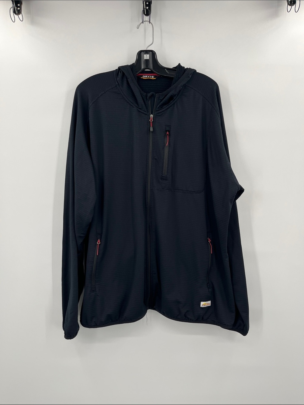 Orvis Men's Black Hooded Lightweight Zip Jacket Size XXL
